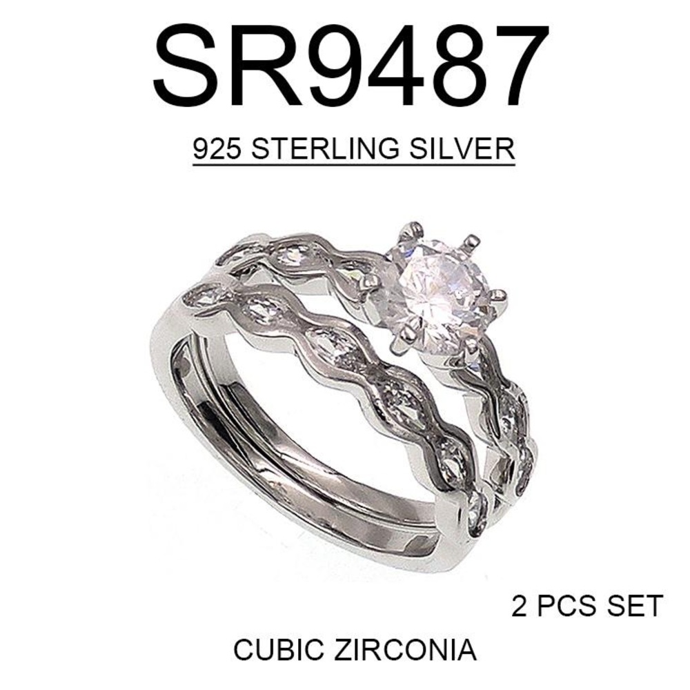 Sterling Silver Cubic Zirconia Ring Set